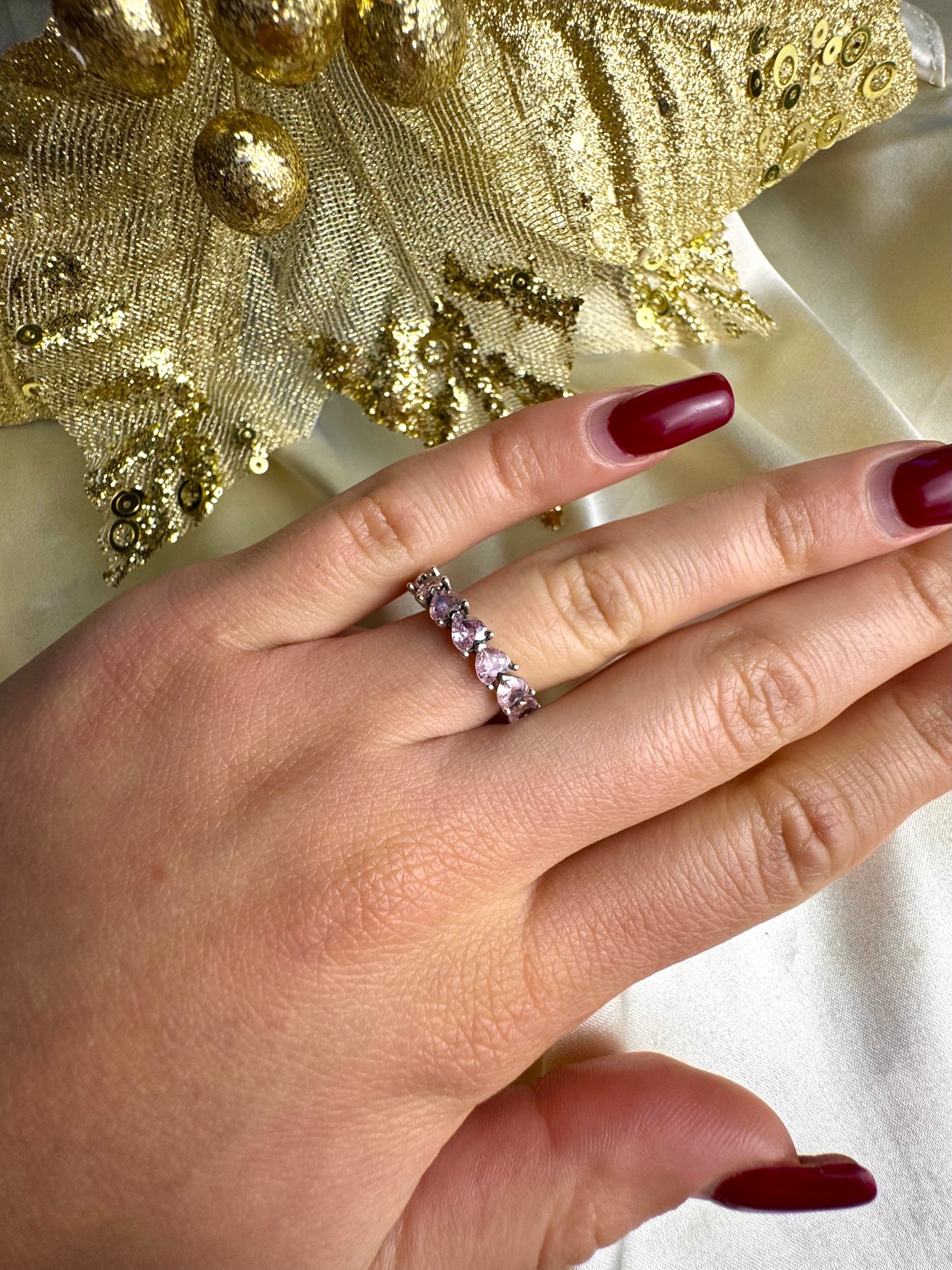 Pink Hearts Ring