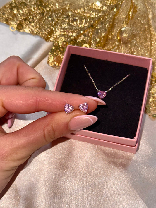 Сребърен комлект "Pink Hearts"