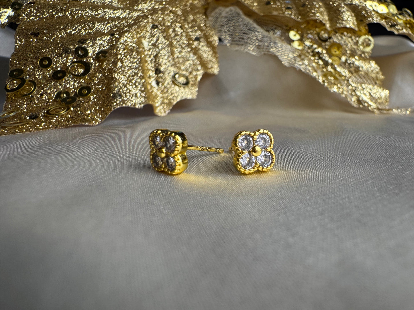 Gold Plated Clover Earrings