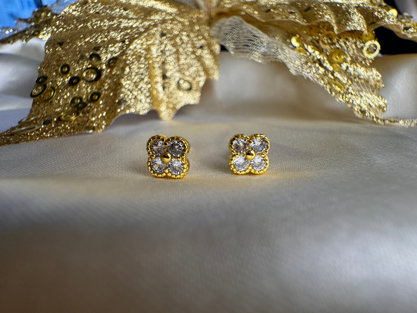 Gold Plated Clover Earrings