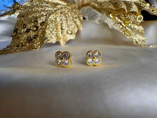 Gold Plated Clover Earrings