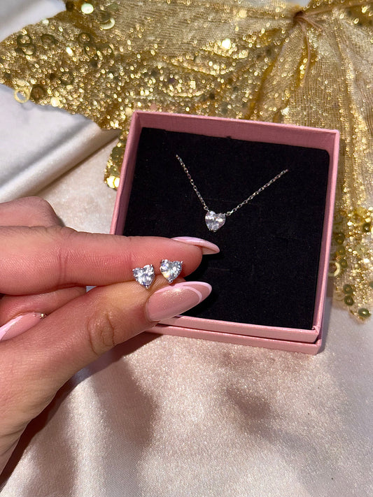 Сребърен комплект "Сърца"